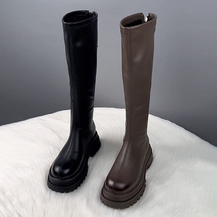 厚底　ブーツ トレンド感溢れる美脚ロングブーツ