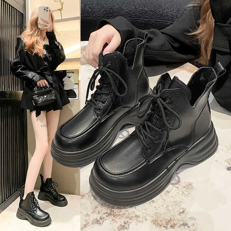 厚底　ブーツ モダンスタイル厚底ショートブーツ