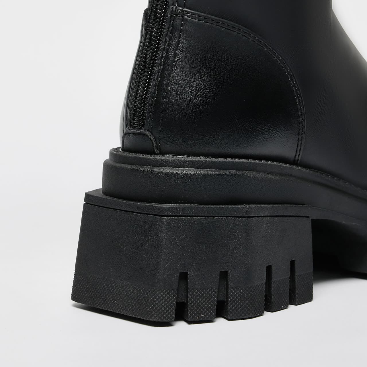 厚底　ブーツ チャンキーヒール ストレッチロングブーツ