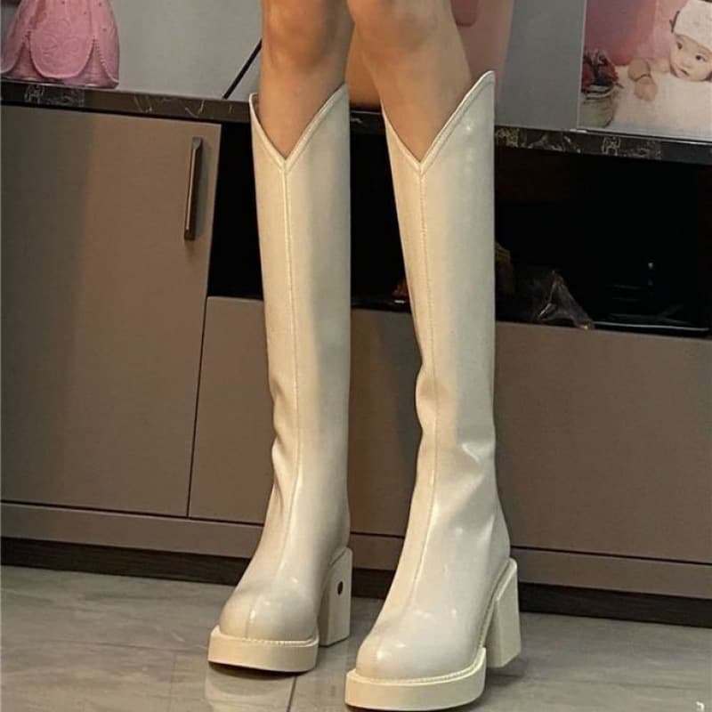 厚底　ブーツ スタイリッシュ美脚ロング厚底ブーツ