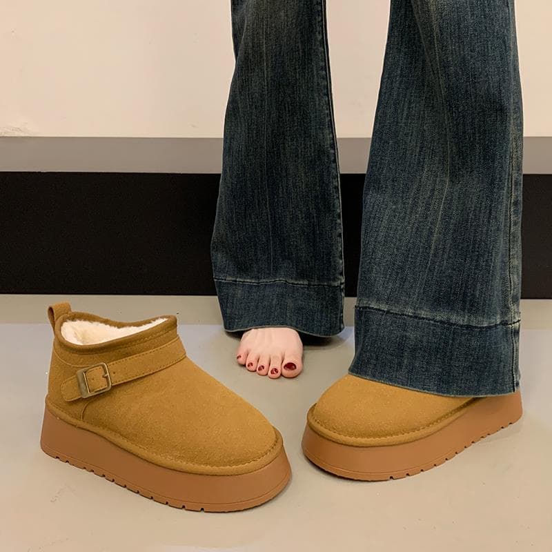 厚底　ブーツ もこもこ厚底ショートブーツ