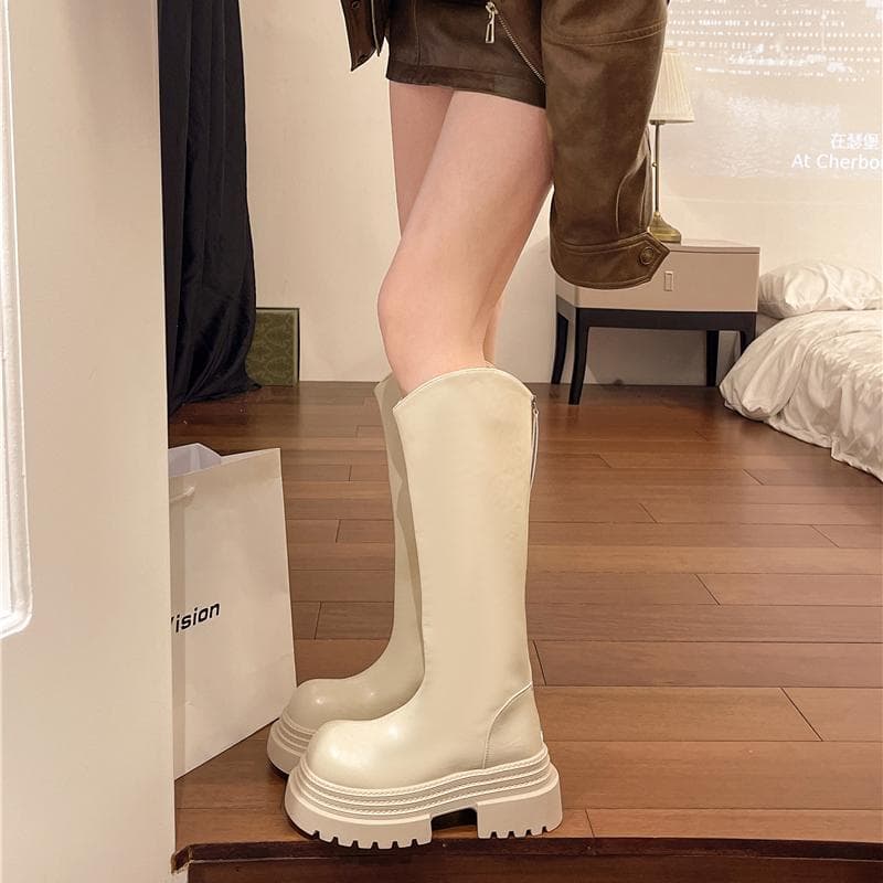 厚底　ブーツ クラシカル厚底ロングブーツ