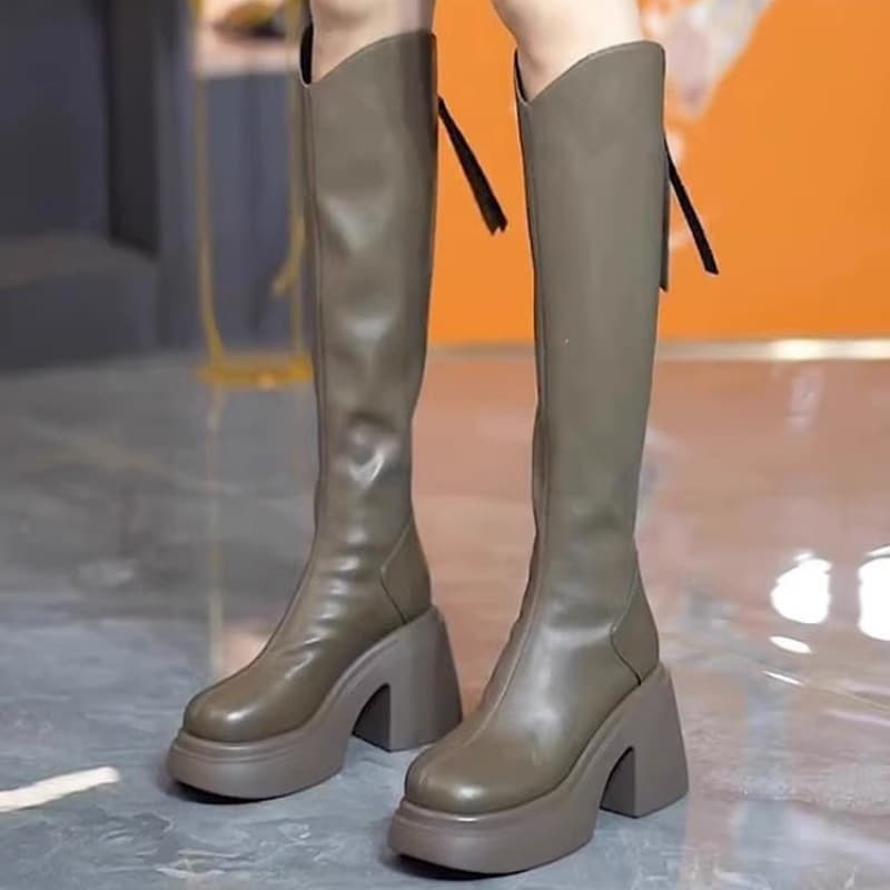 厚底　ブーツ ストリート系厚底ロングブーツ