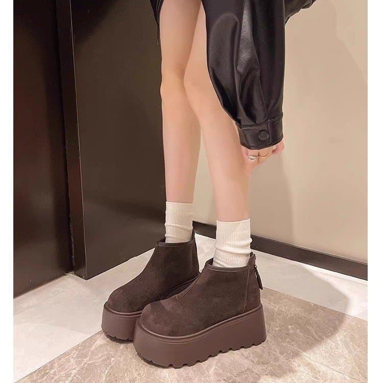 厚底　ブーツ もこもこ厚底ショートブーツ