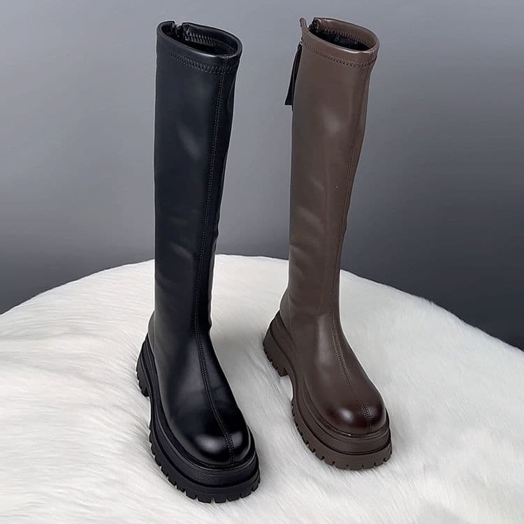 厚底　ブーツ トレンド感溢れる美脚ロングブーツ