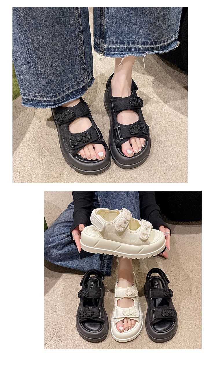 厚底　ブーツ フローラル厚底サンダル