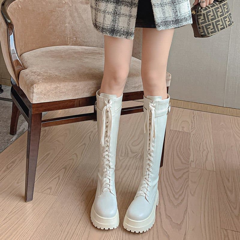 厚底　ブーツ 編み上げ厚底ショートブーツ