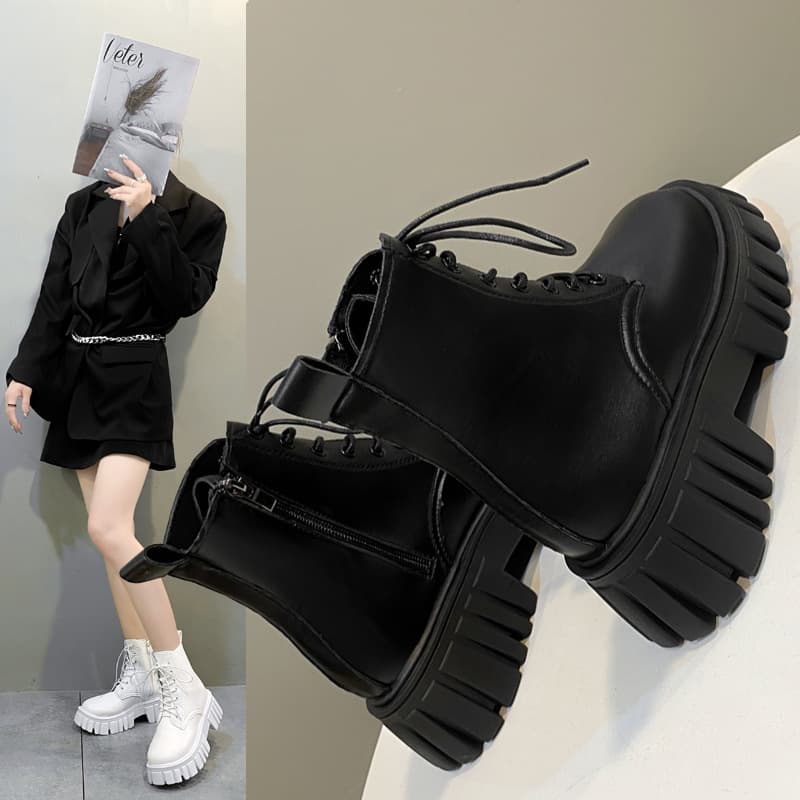 厚底　ブーツ 厚底トラックソールショートブーツ