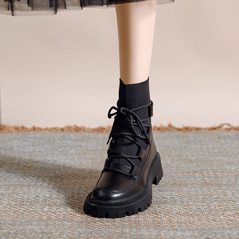 厚底　ブーツ モダンクラシック ショートブーツ