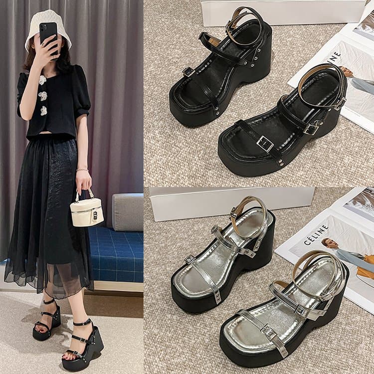 厚底　ブーツ クロスベルト厚底サンダル
