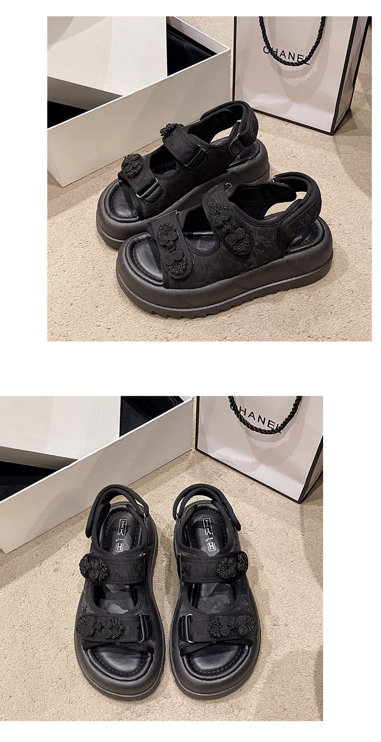 厚底　ブーツ フローラル厚底サンダル