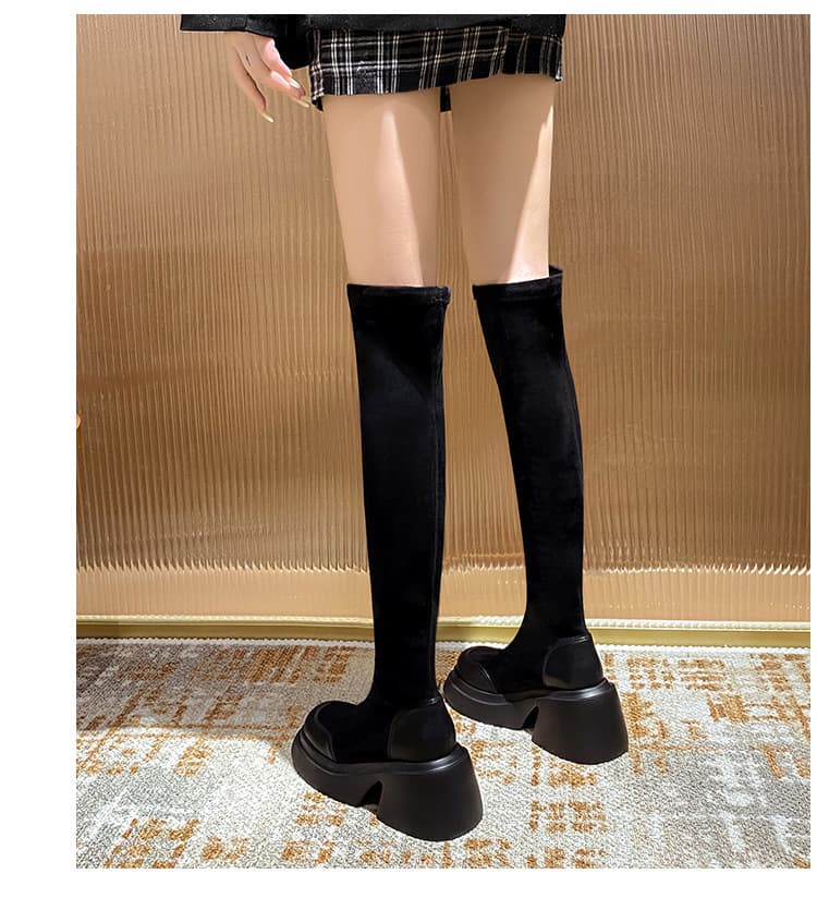厚底　ブーツ ストレッチ美脚厚底ニーハイブーツ