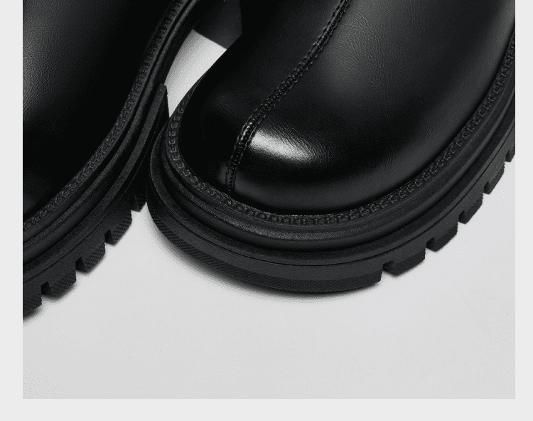 厚底　ブーツ チャンキーヒール ストレッチロングブーツ